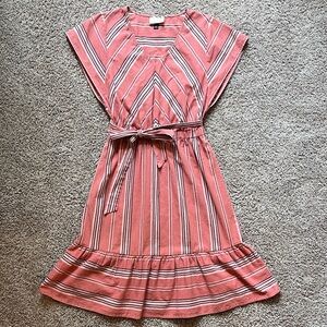 Universal Thread Pink Striped Cotton Midi Dress
